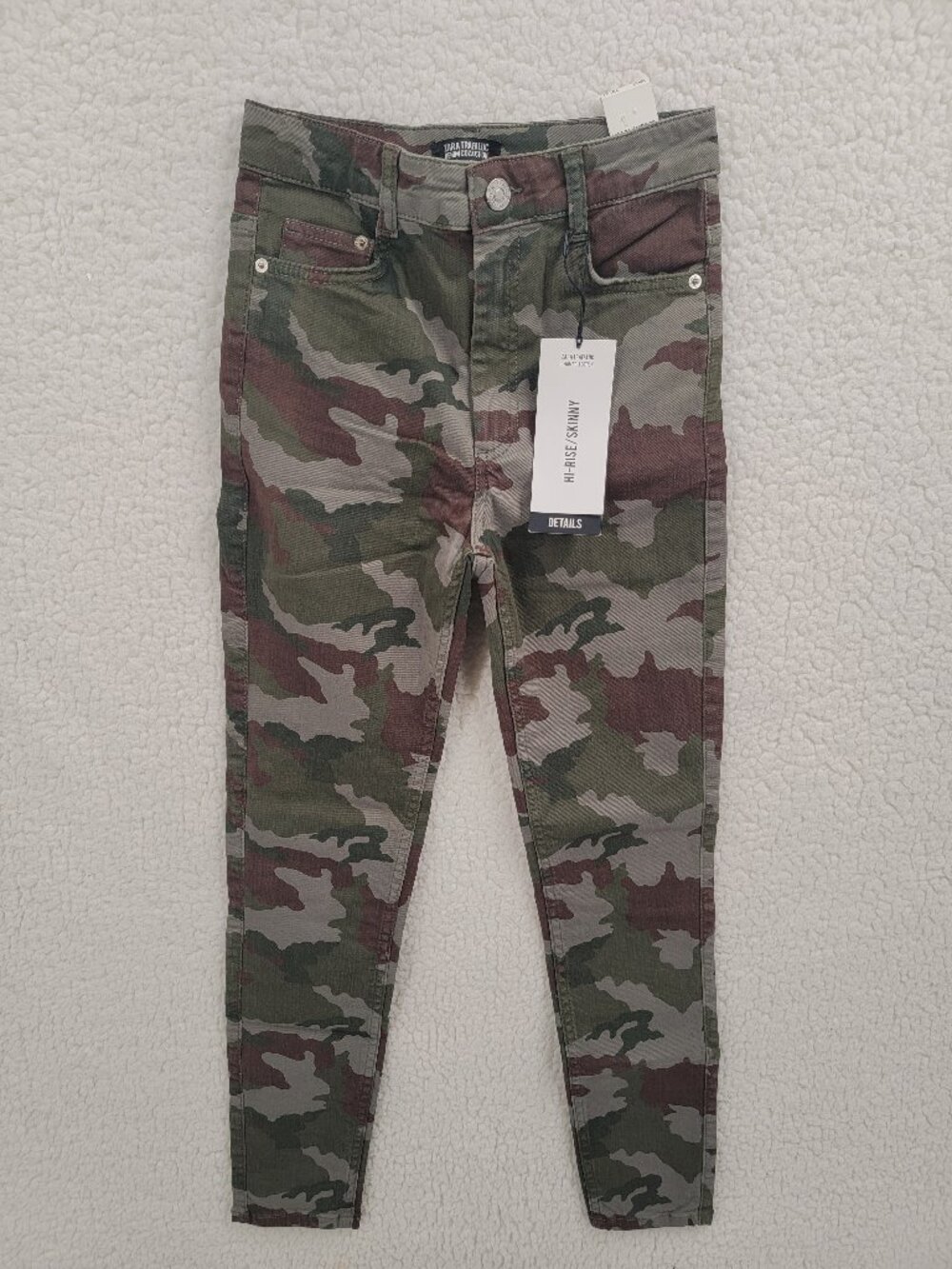 Zara Trafaluc Camo Skinny Jeans Womens Size 4 High Rise Ankle Length Stretch NWT